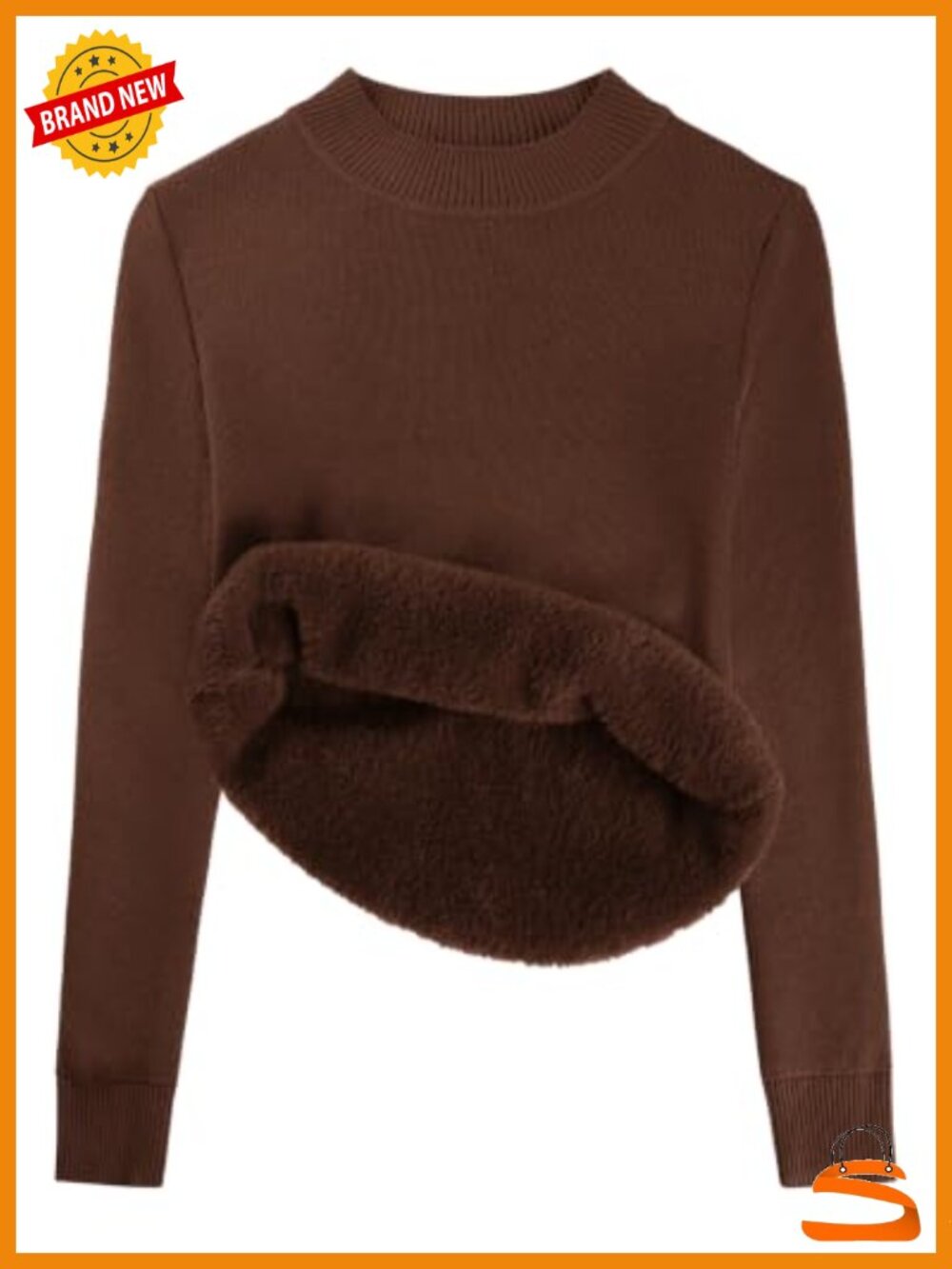 Fleece Sherpa Lined Sweater Mock Neck Long Sleeve Pullover